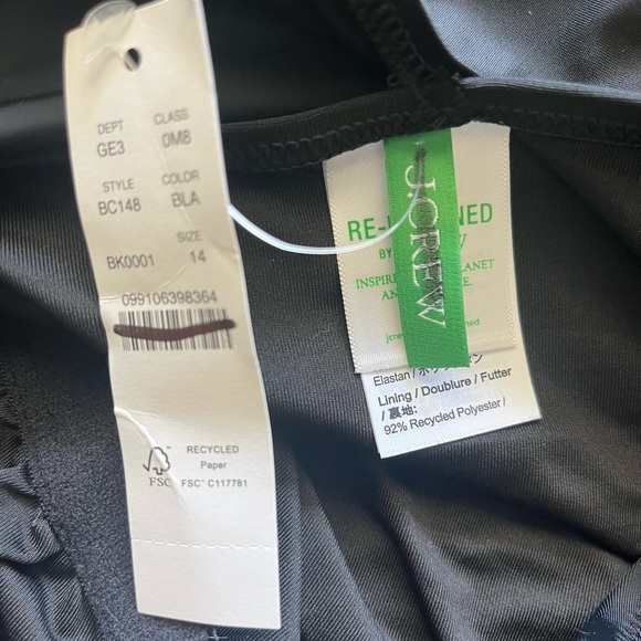 J. Crew Long torso ruched one shoulder one piece Swimsuit BC148 Black 14 - Picture 4 of 6